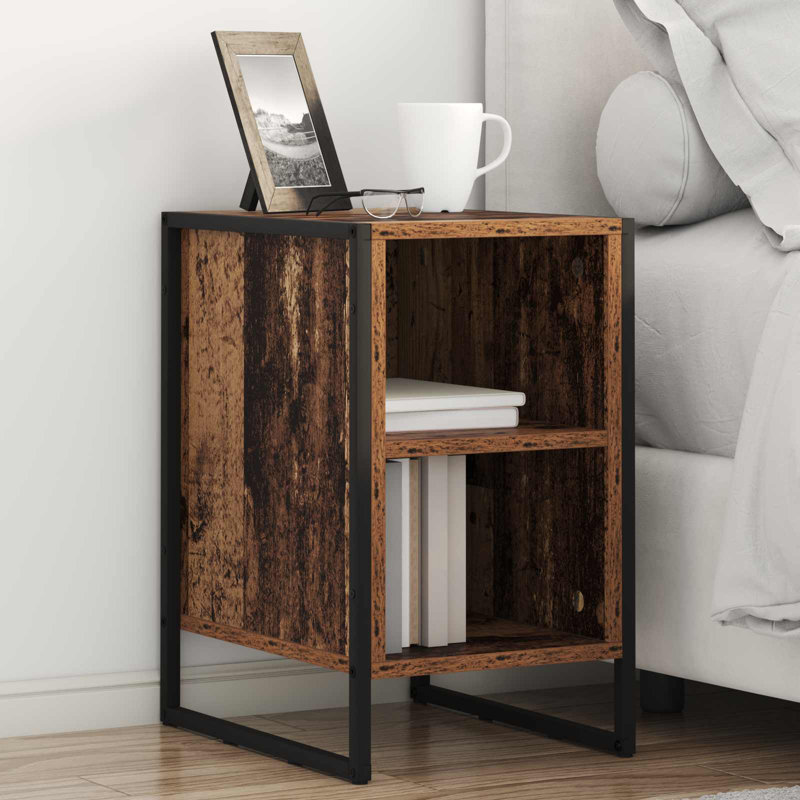 39.5cm W Manufactured Wood Bedside Table, Old Wood