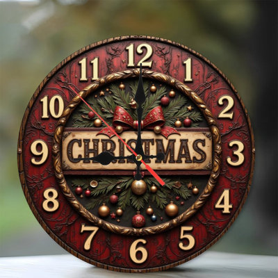 Christmas-Clock-With-Ornaments-And-Pine