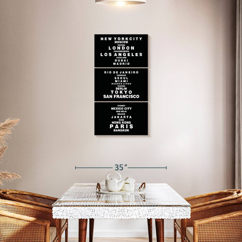 Reproduction sur toile multi-pièces World World, H 44 po x l 21 po x P 1,25 po