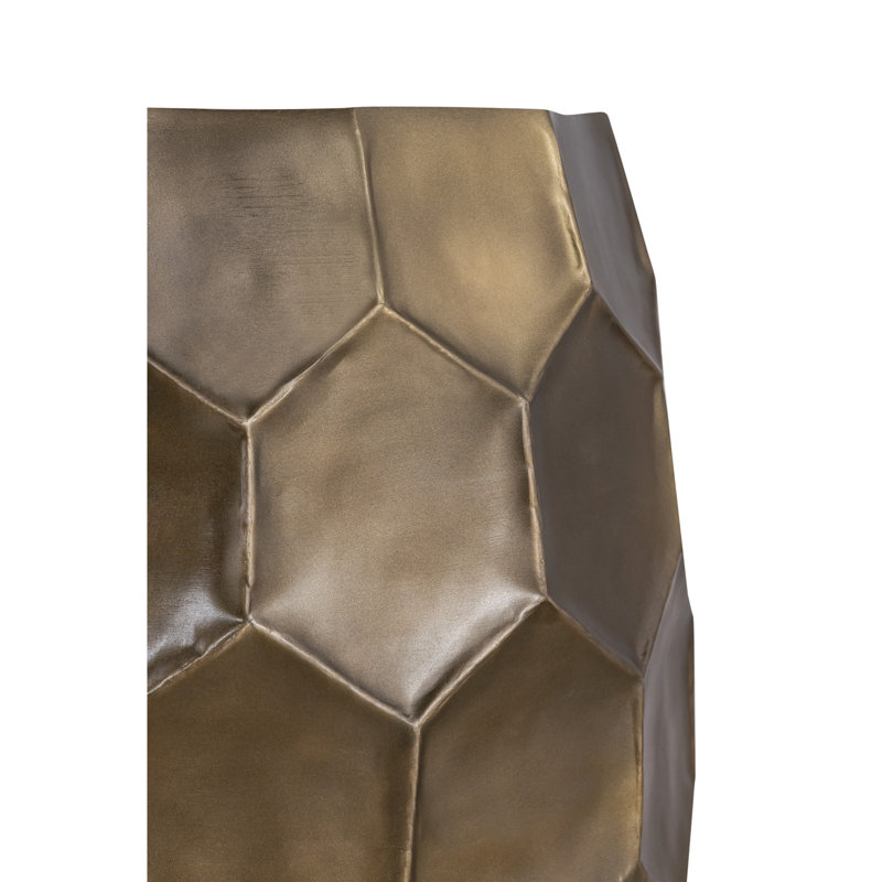 Table de bout en aluminium de 21 po de hauteur, finition dorée, motif hexagonal, sans installation, pour différentes pièces l 18 po x l 18 po moderne, aluminium, doré, facile à nettoyer