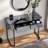 Makeup Vanity Table With Stainless Steel Base, 2 Drawers And Mirrored Glass Tabletop-397390909