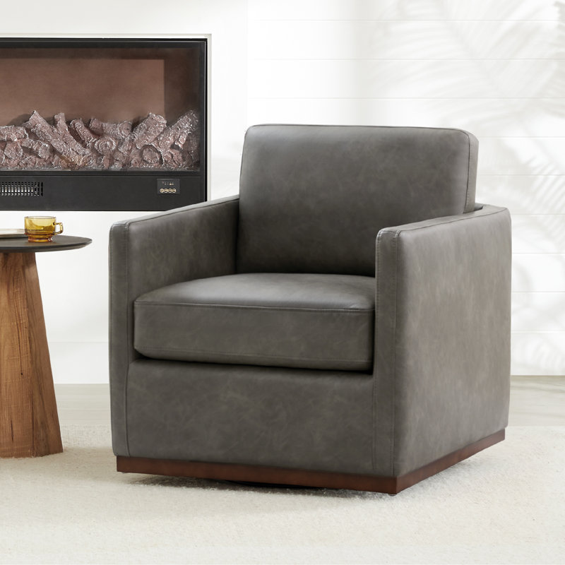 Fauteuil pivotant large Assiatou, Similicuir gris caillou gris