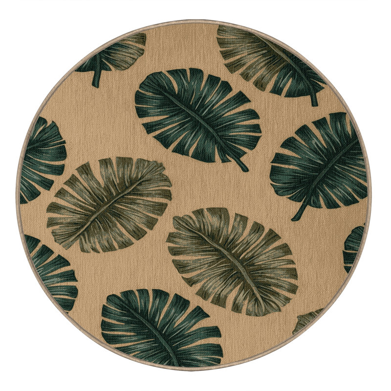  Tapis hawaïen à feuilles lavables, Rond 7 pi