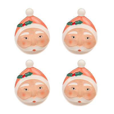 Four Piece HGTV Home Collection Santa Plates, Blush
