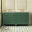 Ensemble de meuble-lavabo simple 60 po avec lavabo en céramique 60 po (séparé), ensemble de meuble-lavabo autoportant avec 3 tiroirs, armoire de rangement à cadre en bois, vert