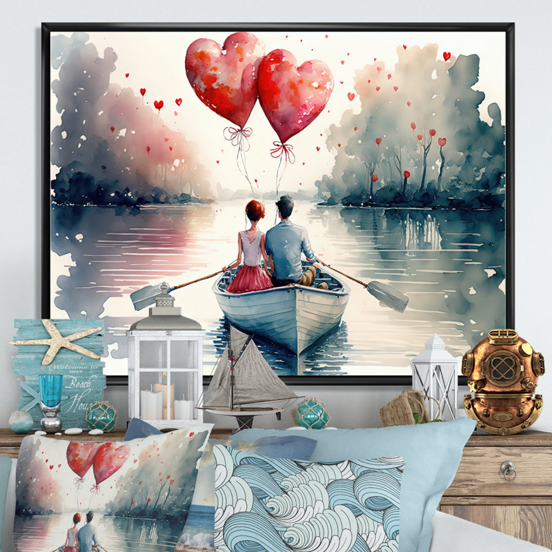 Couple d'amoureux qui passe du temps à l'extérieur III - Peinture sur toile, H 30 po x l 40 po x P 1,5 po