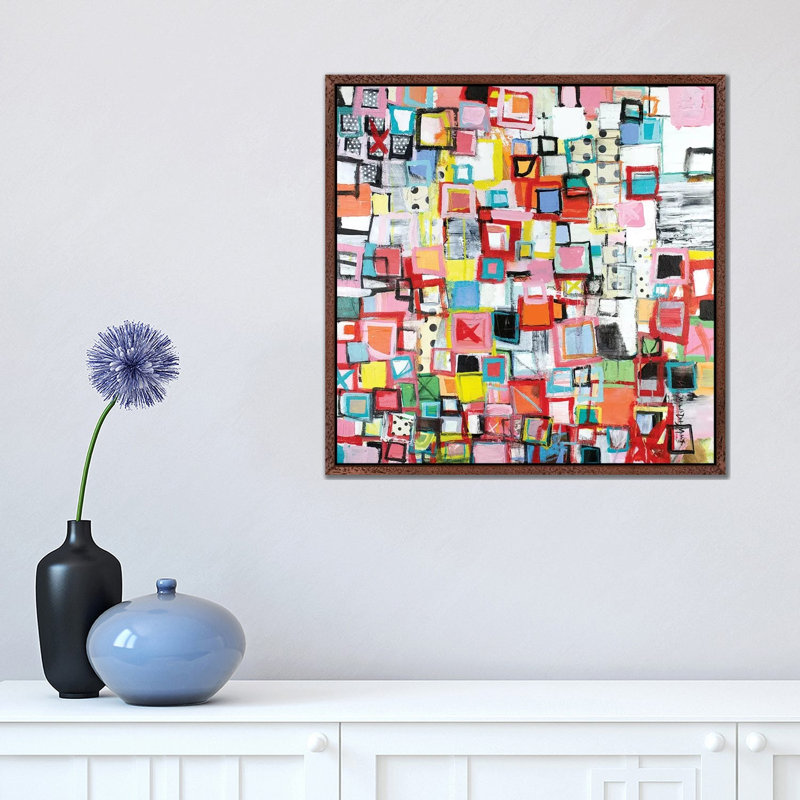 Connected by Michelle Daisley Moffitt - Painting on Canvas, Classic Brown Wood Framed, 45.72cm H x 45.72cm W x 3.81cm D
