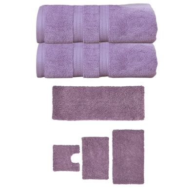 Bruno Collection 100% Soft Cotton 2 Pc Bath Towel Set & 4 Pc Bath Rug Set, (Set of 6)