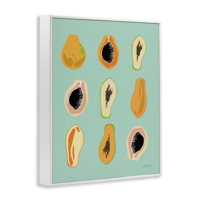  Art de la papaye sur giclée sur papier bleu par Yvette St. Amant