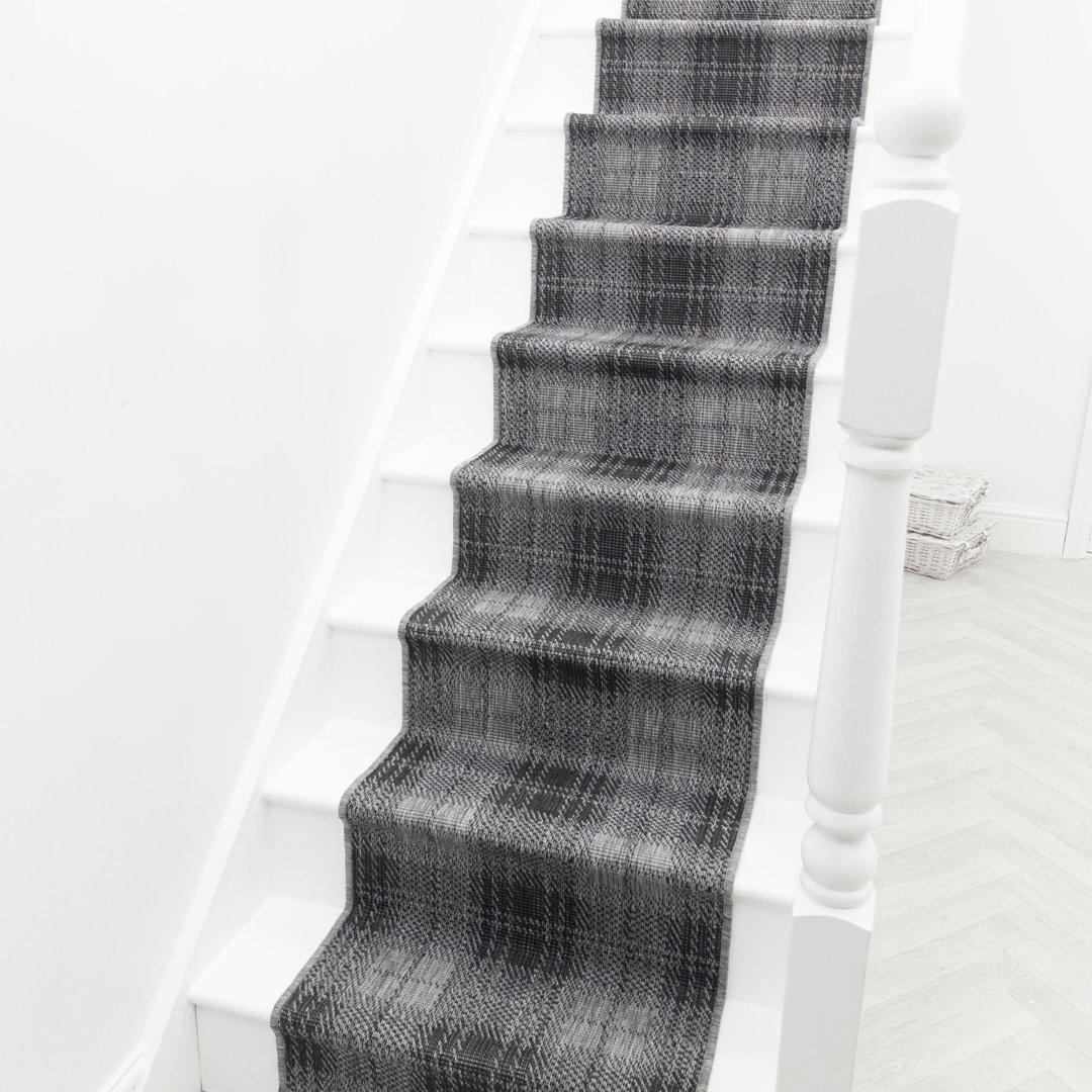 Plaid Black Stair Runner – Reversible, Durable & Hardwearing Carpet for Stairs & Staircases, Multiple Lengths