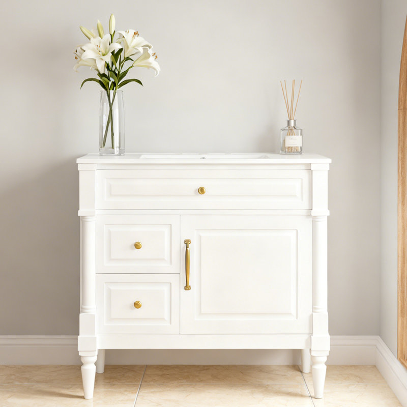 Meuble-lavabo 36 po avec lavabo, blanc, Blanc