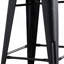 Tabouret de bar 24 po en métal de style rustique rustique avec dossier, tabouret de bar de cuisine léger et robuste, ensemble de 4 - noir mat