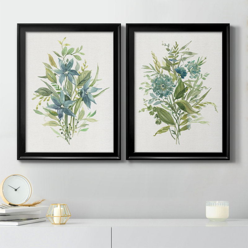 «Greenery I», ensemble de 2 peintures sur toiles, Black Framed Canvas, H 18,5 po x l 49 po x P 1,5 po