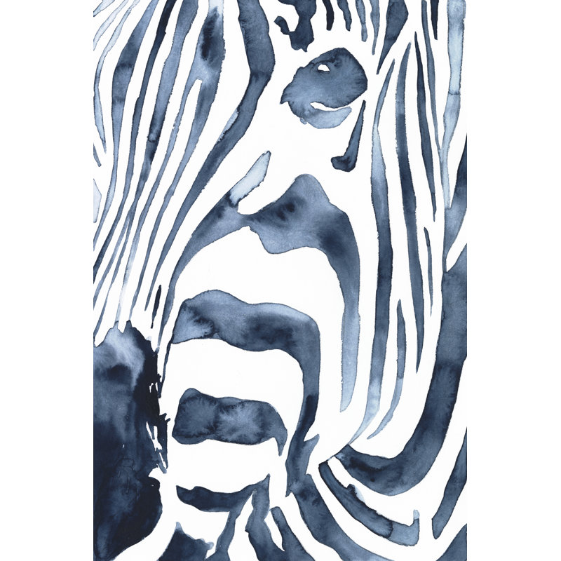 Indigo Zebra II by Victoria Borges - Painting Print, Wrapped Canvas, 46cm H x 30cm W
