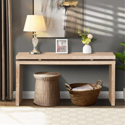 Table d'entrée 60 po Antique Natural Farmhouse - Table d'entrée en bois rétro avec suspension à double planche