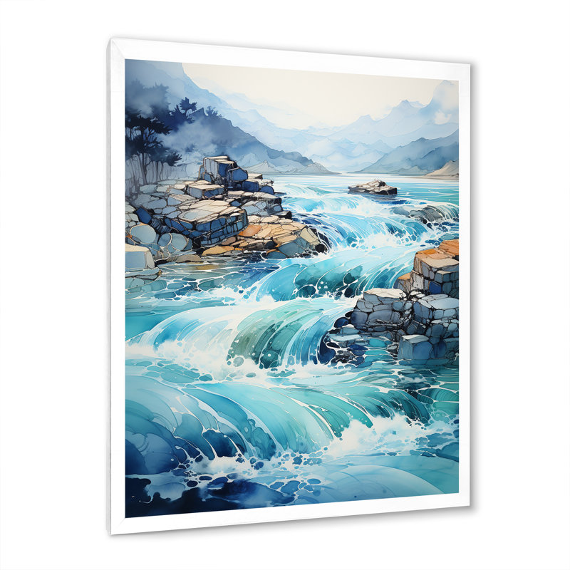 Turquoise River Endless Journey I " Turquoise River Endless Journey I " Print, H 44 po x l 34 po x P 1,5 po, Blanc