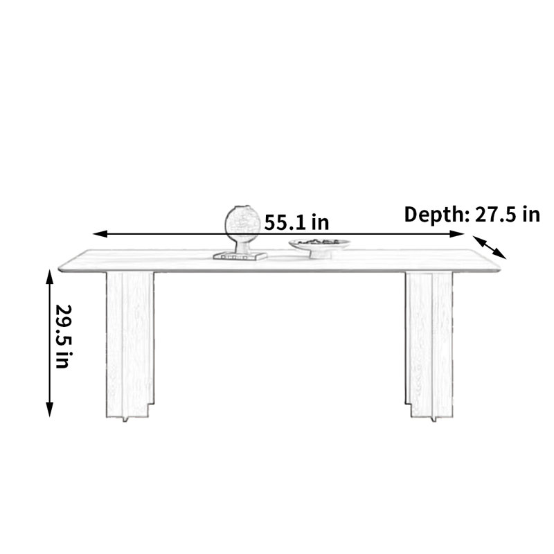 Table de salle à manger de qualité, H 29,5 po x L 55,1 po x l 27,5 po