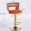 Élégante chaise de bar dorée de 2 pièces avec coussins et fabrication en métal pour différents endroits Rembourrage confortable