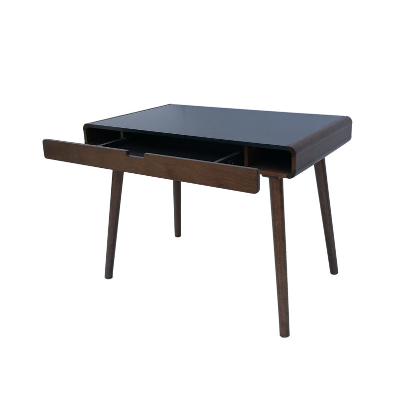 Bureau d'écriture Mid-Century à 2 tiroirs, Gris anthracite