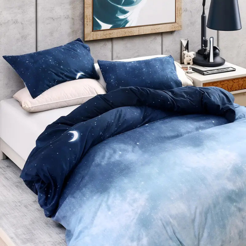 Ensemble d'édredon pour chambre à coucher 2/3 pièces Soft Night Moon Print All Seasons