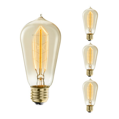 Ampoule incandescente 40 watts E26, filament nostalgique en épingle ST18, lumière ambrée chaude 2200K, 135 lumens, intensité variable