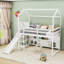 Lit mezzanine simple en bois avec tablettes de rangement multifonctionnelles, glissade et éclairage intégré-624840665
