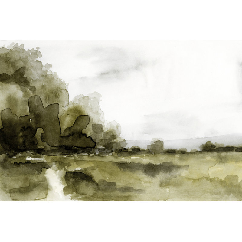 Simple Watercolor Scape I - Painting on Canvas, Black Floater Framed, 30cm H x 46cm W