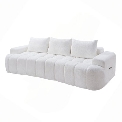 Canapé modulaire compressé très large de 100 po à l'avant courbé, canapé Boucle 3 places en forme de nuage avec mousse à haute résilience, facile à déplacer et à expédier, canapé surdimensionné moderne pour le salon