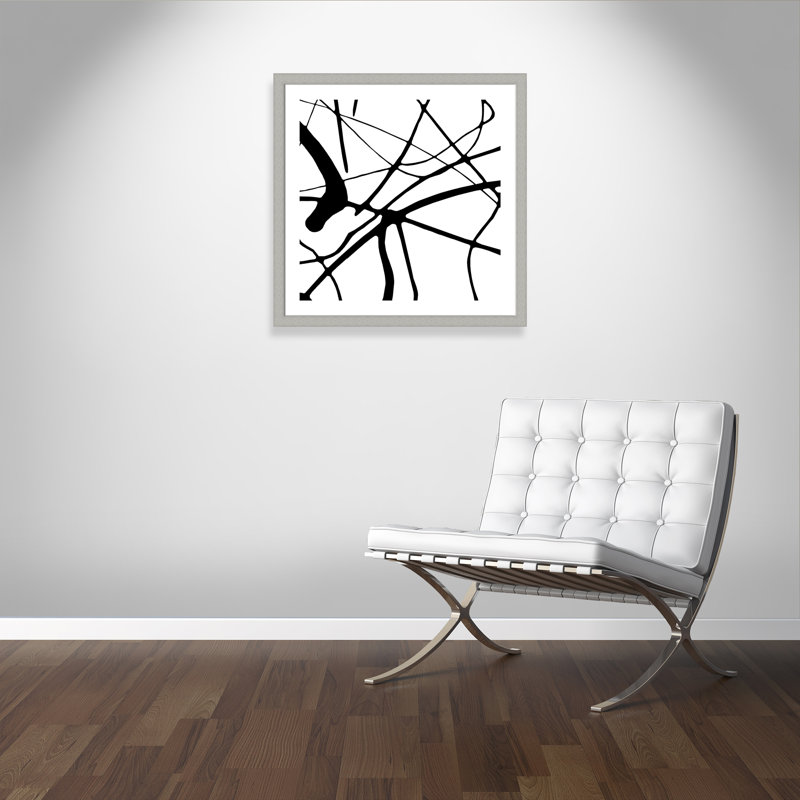 Intersection I - peinture encadrée, Encadrement argent brossé, H 33,5 po x l 33,5 po x P 1,25 po