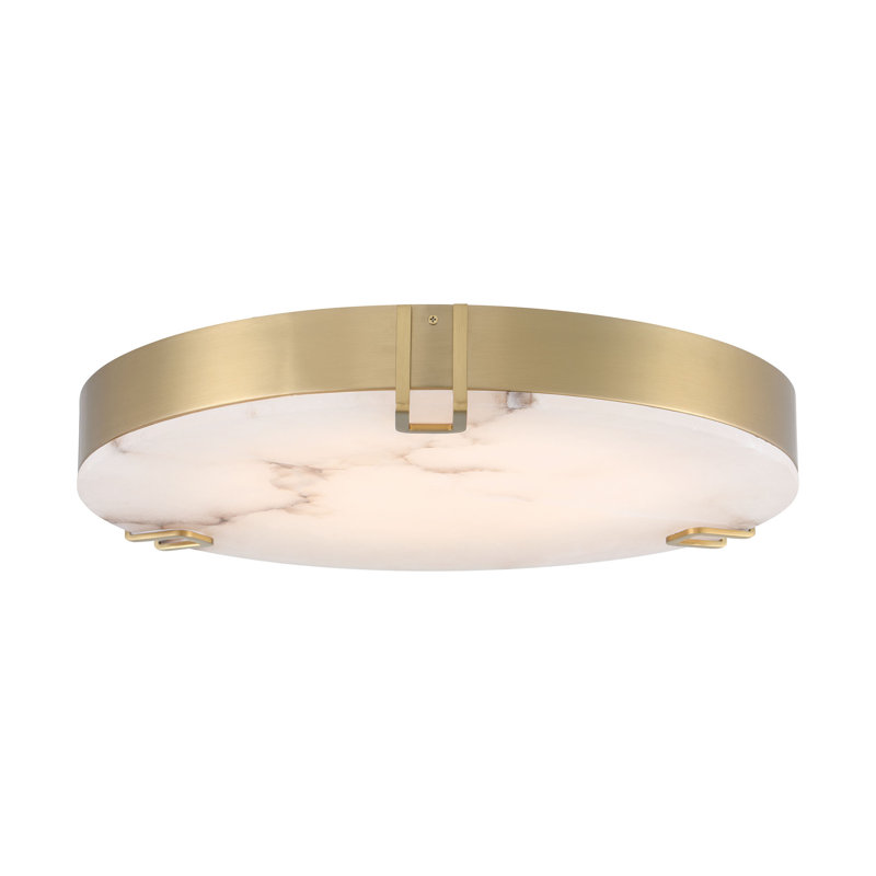 Noga, plafonnier encastré, albâtre, Doré, H 2,25 po x l 22 po x P 22 po