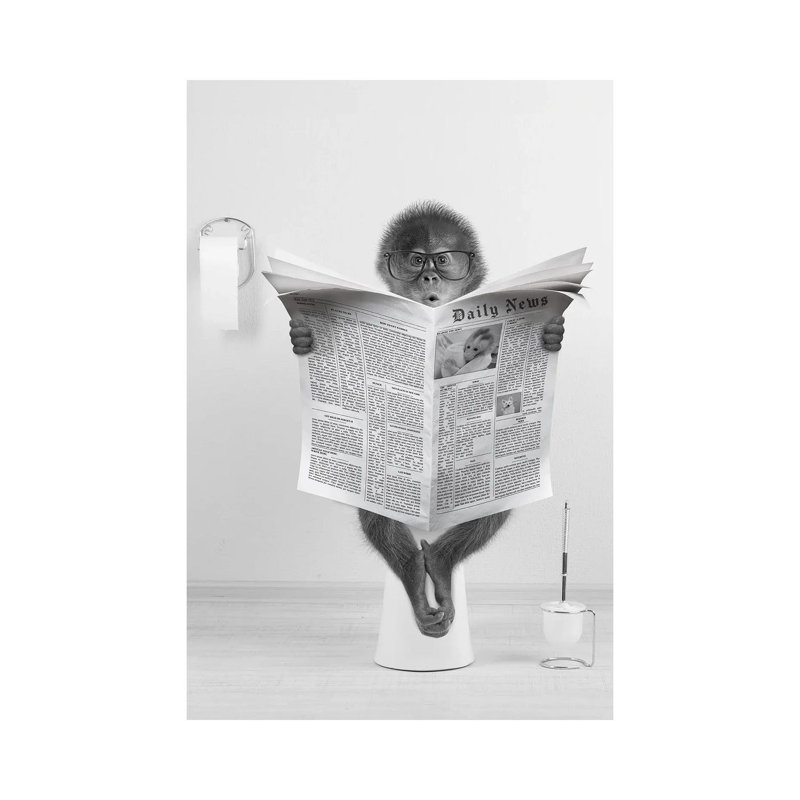 «Monkey On The toilettes lecture journal», reproduction d'art mural