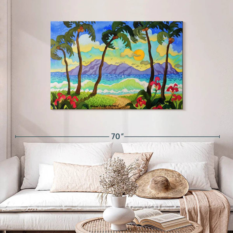 Gillard, palmiers tropicaux, H 30 po x l 45 po