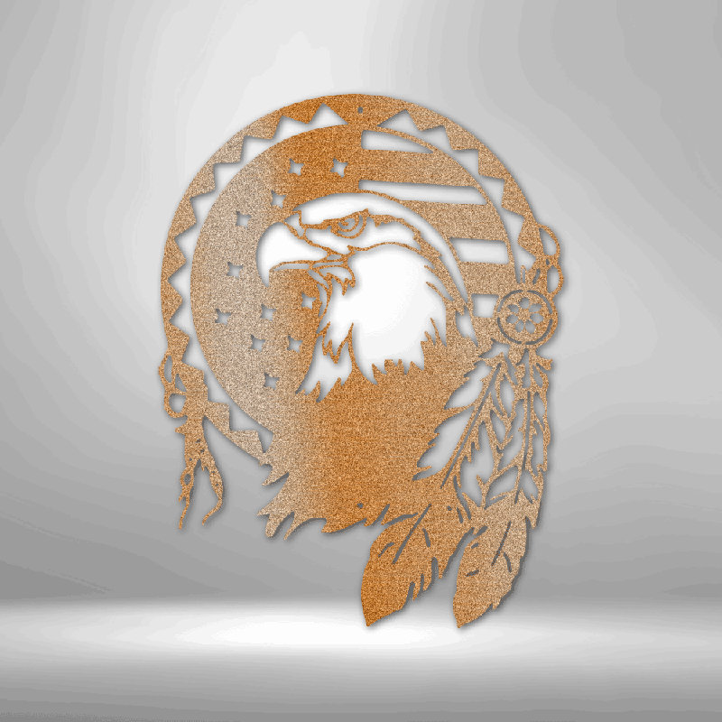 Enseigne en métal Native Eagle, H 17 po x l 17,5 po x P 0,5 po, Cuivre