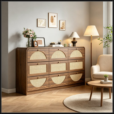 Commode d'appoint en bois avec 9 tiroirs