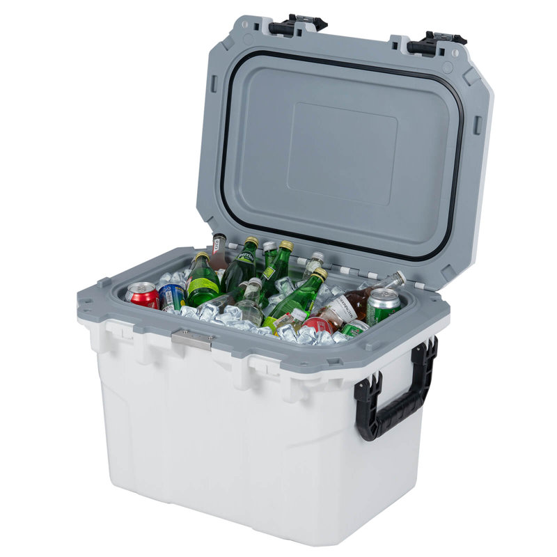 53 QT Ultra-Light Injection Molded Cooler with 2 Handles & Bottle Opener for 6 Days White White, White