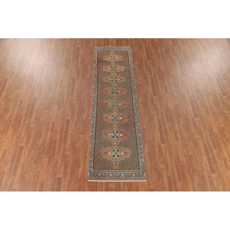 Tapis de couloir géométrique traditionnel en laine 3 x 10
