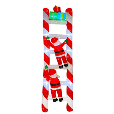 8ft Giant Christmas Inflatable Hanging Santa Claus Climbing Ladder With Led Lights, Indoor Outdoor Yard, Porch, Party Decor