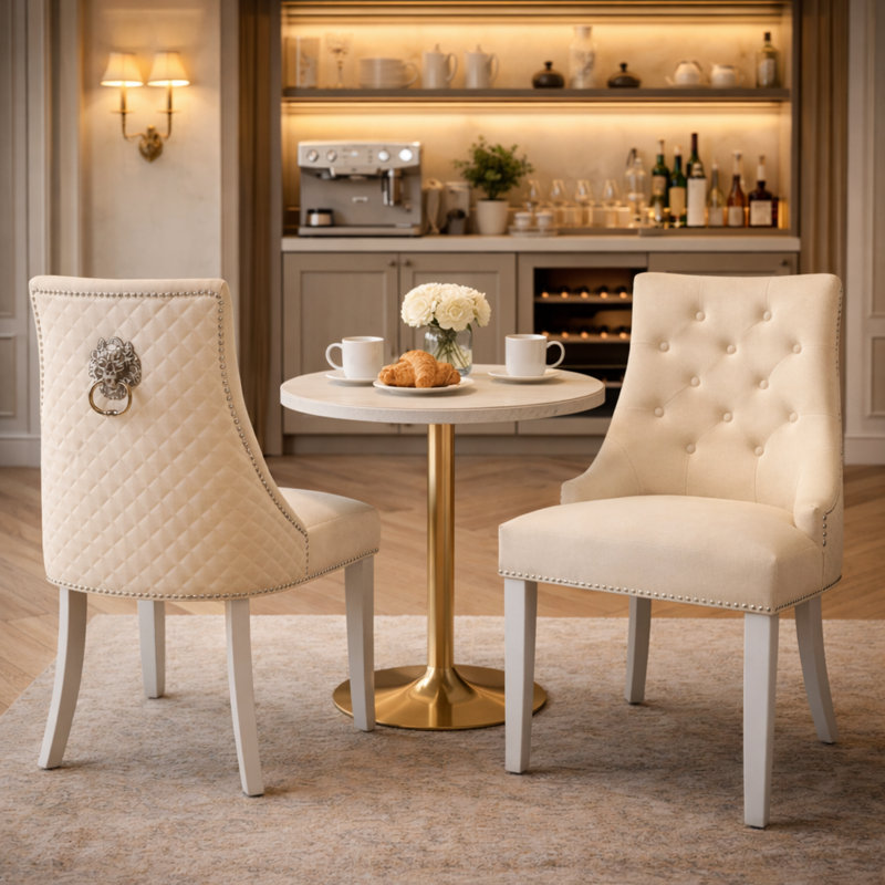 48cm H Tufted Velvet Upholstered Upholstered Back Side Chair, Mink