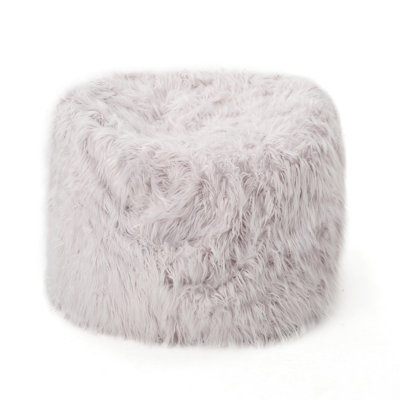 Fauteuil à billes en fausse fourrure 48 lb, 5 pieds arrondis - siège confortable et élégant Hauteur du sac, fermeture à glissière amovible
