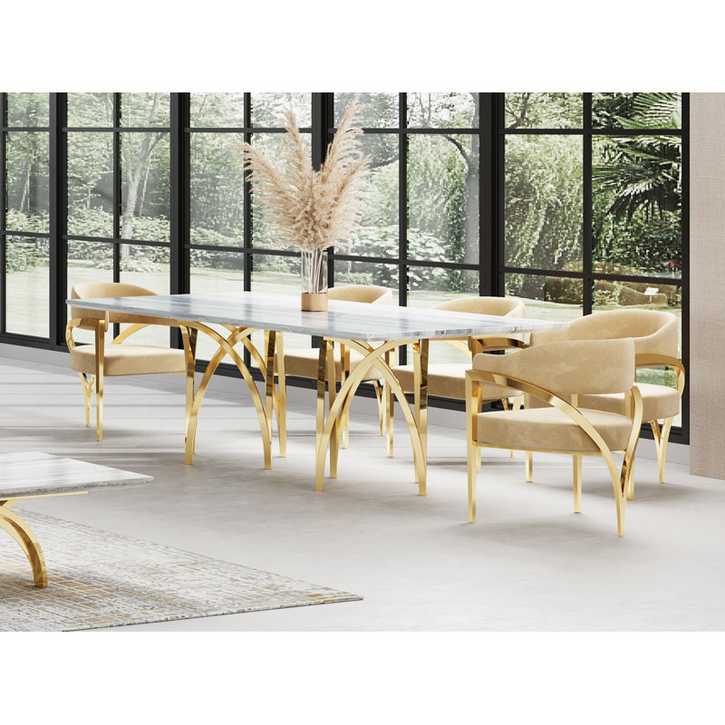 8 - Person Marble Top Double Pedestal Dining Set