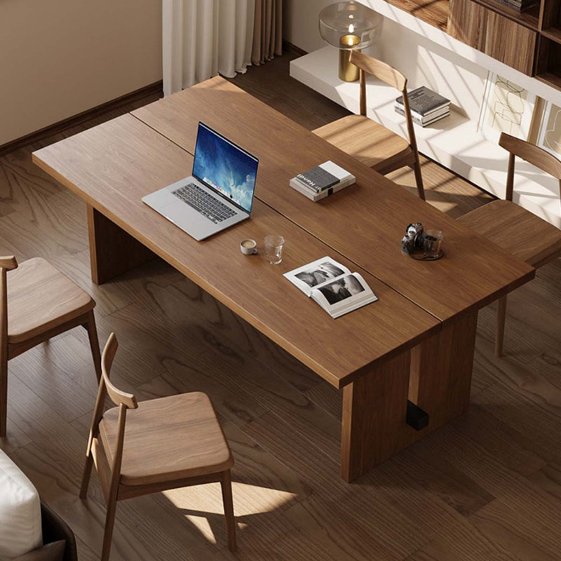 Table de salle à manger rectangulaire en bois massif brun noisette, H 29,53 po x L 70,87 po x l 31,5 po