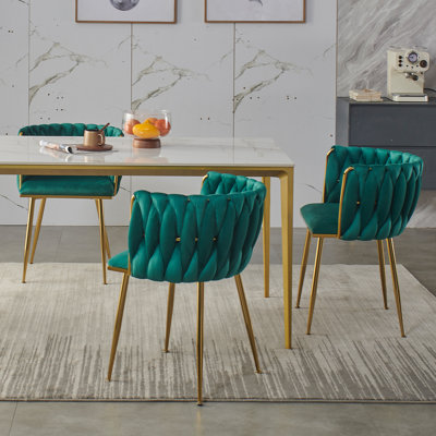 Evanni Velvet Upholstered Metal Side Chair