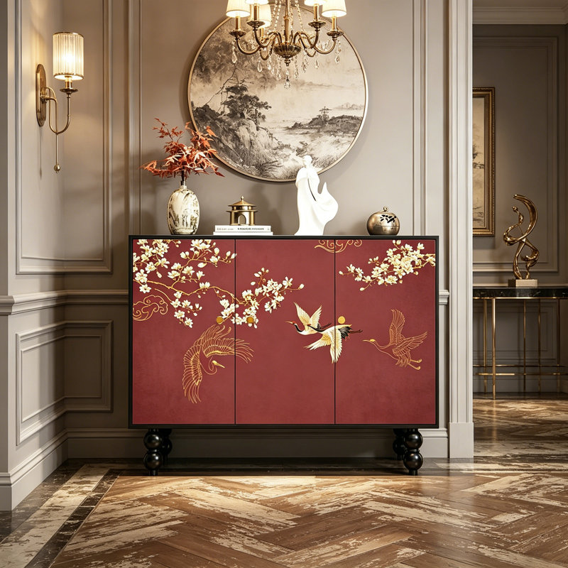Chinese Style Wooden Entryway Storage Cabinet