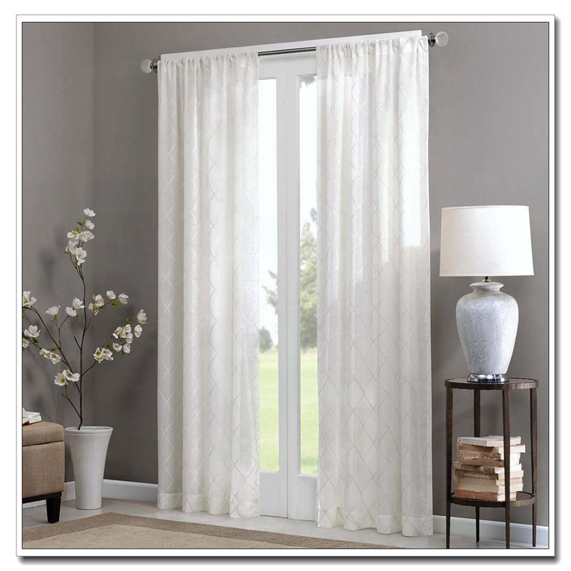 Diamond Sheer Window Curtain Panel(Only 1 Pc Panel), White, 1" W x 84" L