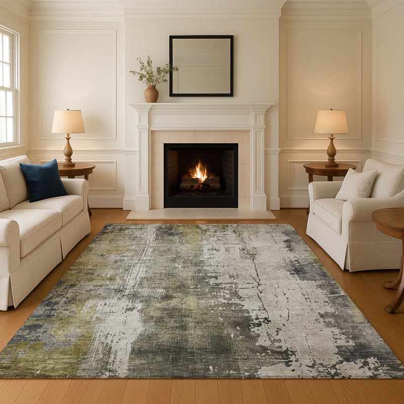 Tapis abstrait Baford AMF1649 lavable à la machine de qualité supérieure, Rectangle 10 pi x 14 pi