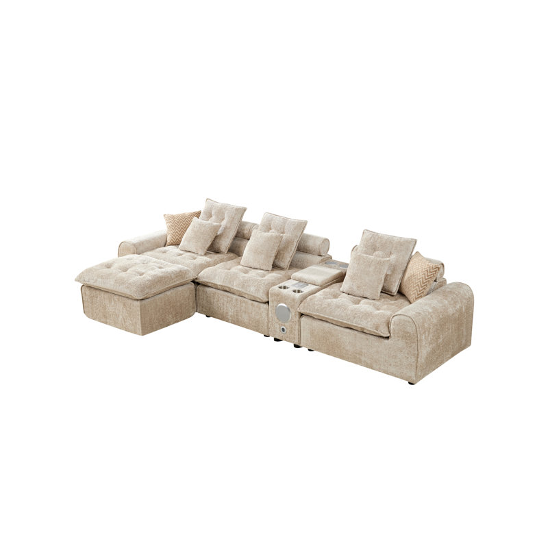 Canapé d'angle surdimensionné avec rangement, canapé moderne en bouclette camel pour la maison, Tanné