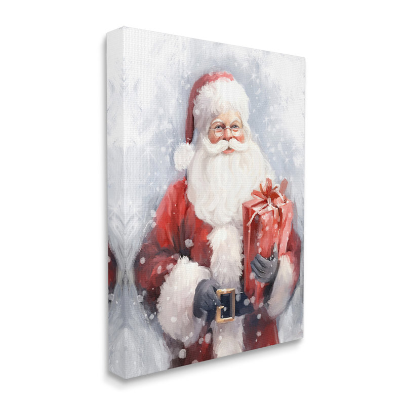 «Santa with Red Gift» par Ramona Murdock, H 20 po x l 16 po