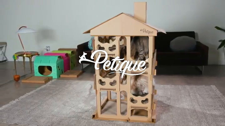 Eco-Friendly Four-Level Cardboard Cat House with Scratch Boards