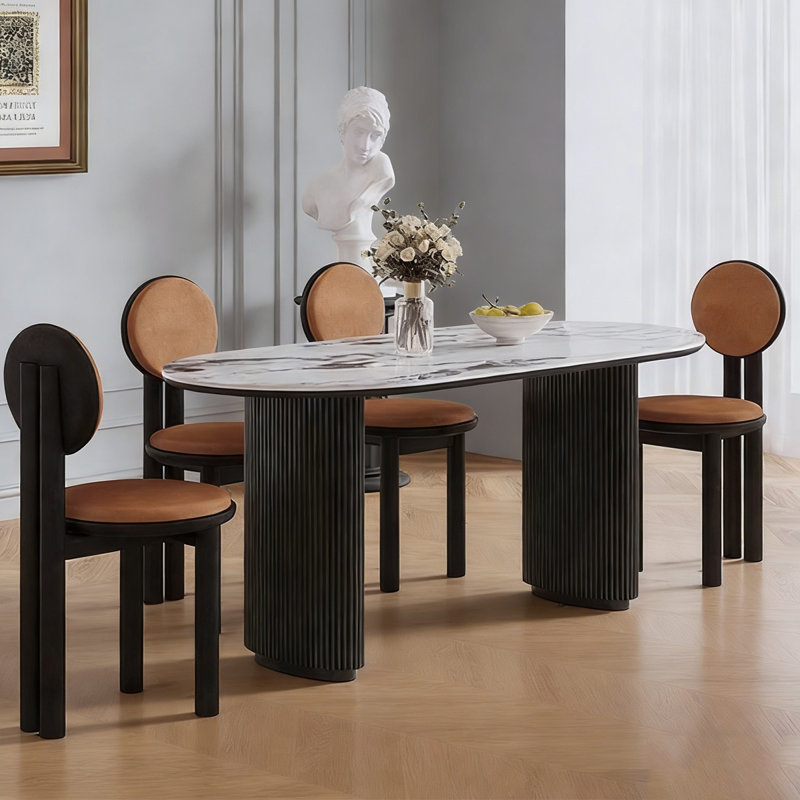 Table de salle à manger ovale, Ensemble de 5 pièces : table, 4 chaises, H 29,53 po x l 62,99 po x P 35,43 po