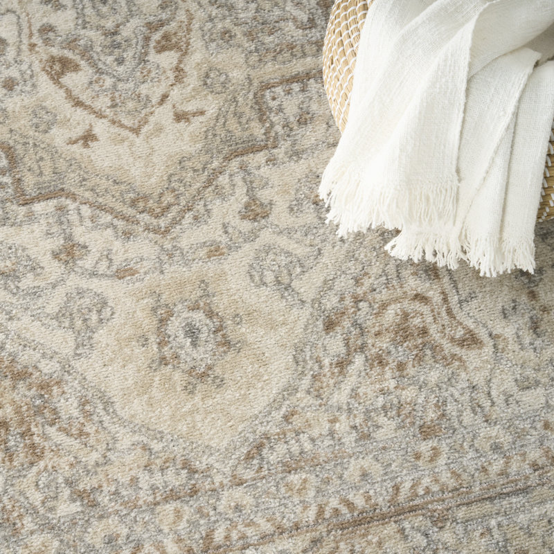 Graelyn Beige Vintage Indoor Rug, Rectangle 6' x 9'